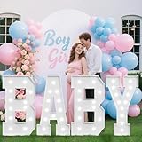 Tongjoy 4FT Baby Marquee Letters, Baby Letters for Baby Shower Decorations for Girl Boy, Large Light Up Letter 4 Feet Tall for Gender Reveal Party Supplies, Colorful Sign, Backdrop