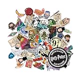 Conquest Journals Harry Potter Variety Vinyl Decals, Set of Unique Decal Stickers, 5 Holograms, Waterproof, UV & Scratch Resistant, Great for Gadgets, Officially Licensed (White Vinyl, 60-Pack)