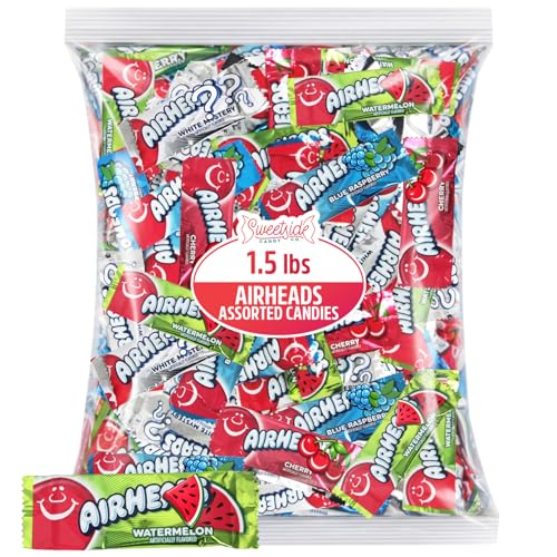 Airheads Candy 1.5 LB Bulk Bag – Assorted Colors Individually Wrapped Fruity Candy for Goodie Bags, Piñatas & Party Favors – Ultimate Chewy Candy Assortment.