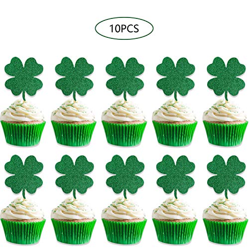 St Patrick's Day Baby Shower Banner Cake Topper Shamrock Cupcake Toppers Gold Green Irish Theme Baby Shower Decoration Supplies #TOP4