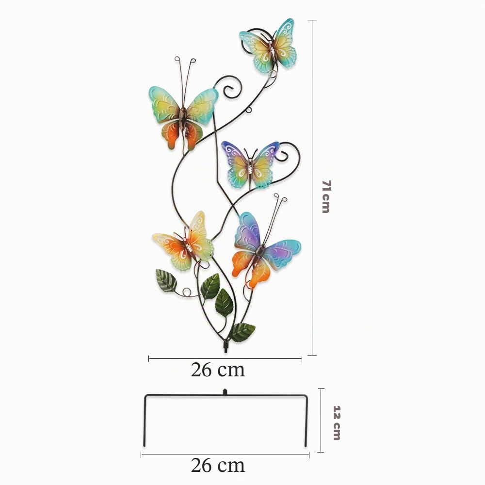 83CM Farfalla Decorazione per Metallo Giardino, Farfalle Paletto Giardino in Metallo Decorazione per Cortile, Decorative Scultura da Giardino, Figurine Decorazione per Esterni Giardino Prato Patio