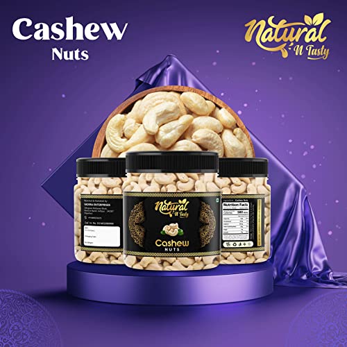 Image of Natural 'n Tasty Premium Whole Cashew Nuts, Crunchy Kaju, Rich in Protein, Vacuum Packed, Healthy Dry Fruit Snack (500g)