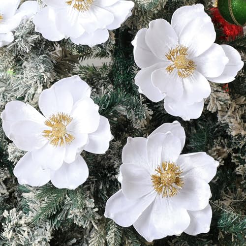 Amazon.com: 24 Pcs 6.3 In Christmas Artificial Magnolia Flower Large ...
