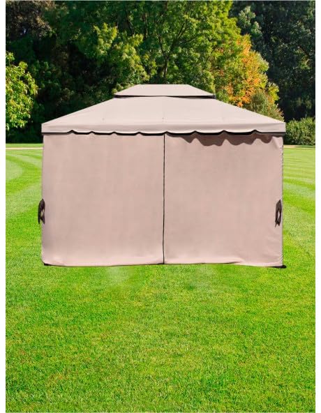 Yellowshop - Gazebo in alluminio da Giardino con zanzariere e Teli antipioggia richiudibili Beige - Fortaleza (Mt 3x3)