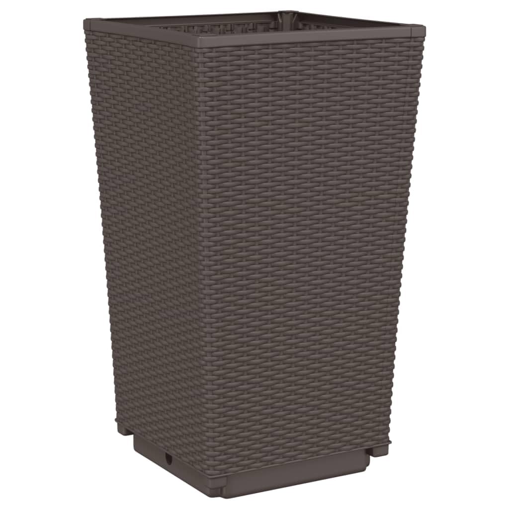Doniczkowy pojemnik z rattanowym wykończeniem, 32,5 x 32,5 x 57 cm, zestaw do użytku wewnątrz i na zewnątrz, do ogrodu, na balkon, patio i do salonu