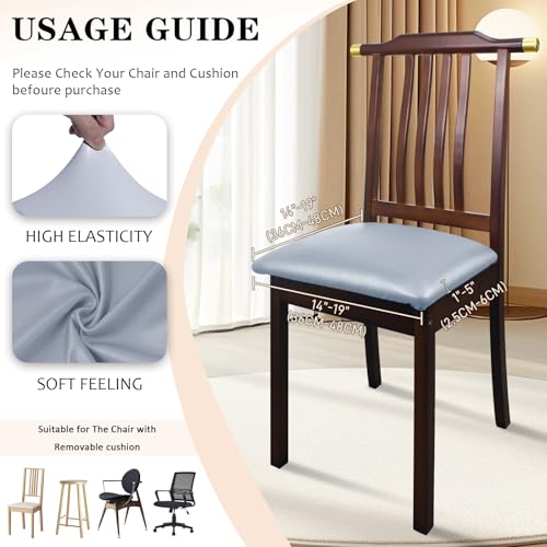 Image of Dining Chair Seat Covers Set of 4, PU Leather Kitchen Chair Seat Covers Stretch Waterproof Dining Room Chair Cover for Kitchen /Hotel, Tasteless seat Covers for Chairs (Grey 4 PCS)