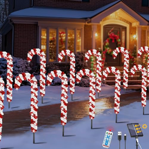 VEEKAY 12 Stück Solar Weihnachtsbeleuchtung Außen,Weihnachtsdeko...