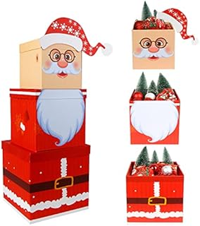 DIYASY Christmas Stacking Boxes, 3 Pieces Decorative Boxes Novelty Present Boxes for Christmas Decorations