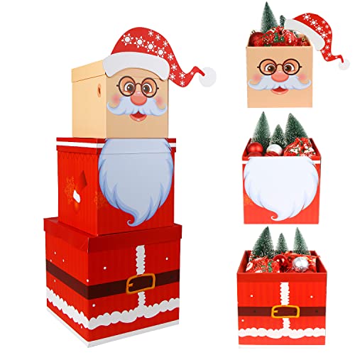 DIYASY Cajas apilables de Navidad, 3 piezas, cajas decorativas, cajas de regalo novedosas para decoraciones de Navidad Cover