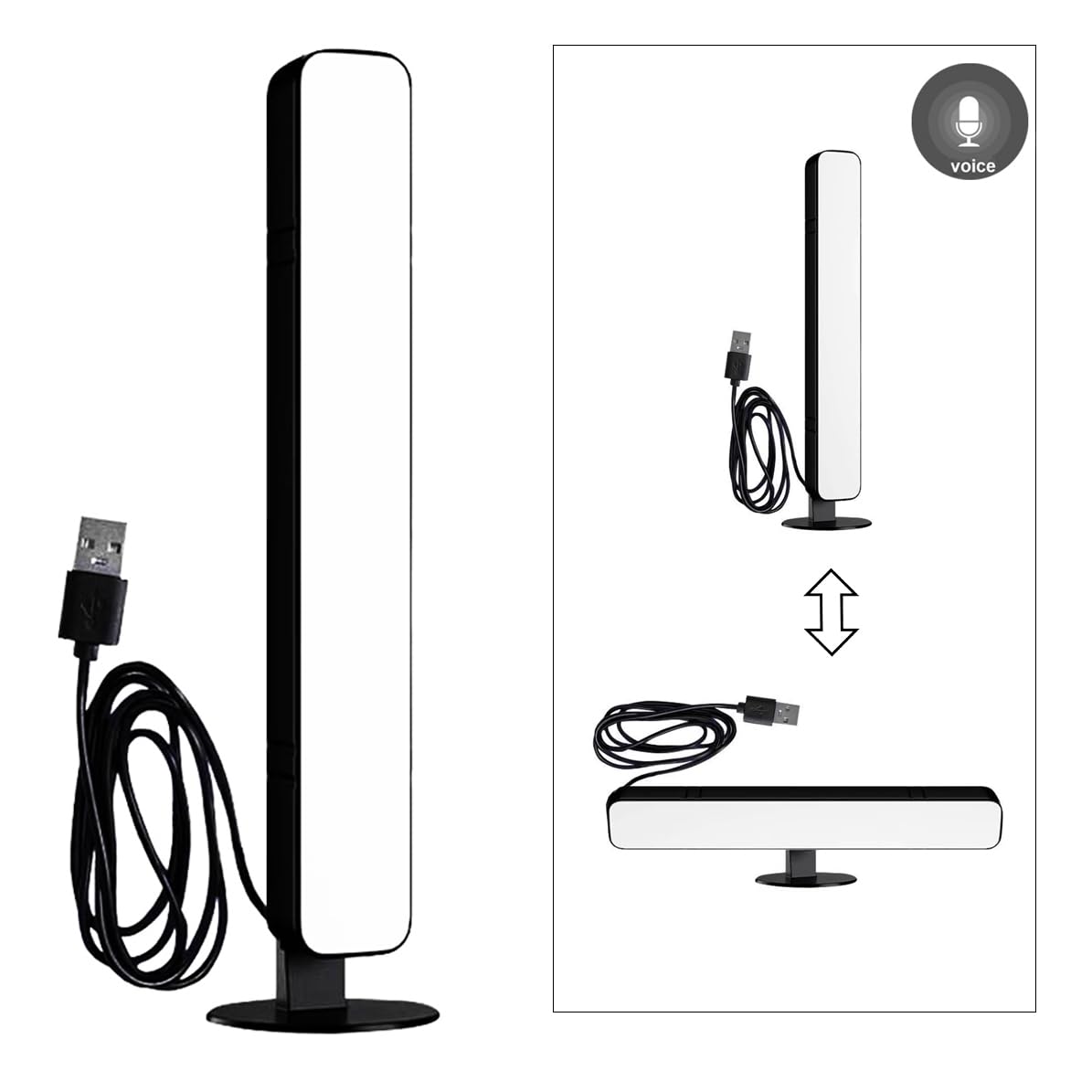USB Voice Control Table Lamp Without WiFi Sound Activated Desk Lamp Internet-Free 3 Brightness Color Changeable Small Night
