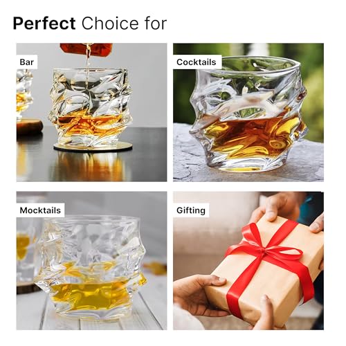 Image of UMAI Whiskey Glasses Set of 2 (270ml Each) | Diwali Gift | Lead Free Neat Whiskey Glass | Heavy Bottom Drinking Glass | Crystal Glass Diwali Gift | Glass for Drinks | Cocktail Glasses
