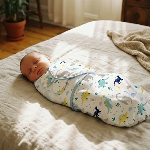 Image of GLLQUEN BABY Swaddles for Newborns 0-3 Months, Adjustable & Easy Fastener | 3-Pack, Baby Boy Swaddles Organic Cotton Womb-Like Nursery Swaddling Blanket reduces startle reflex, Soft & Skin-Friendly