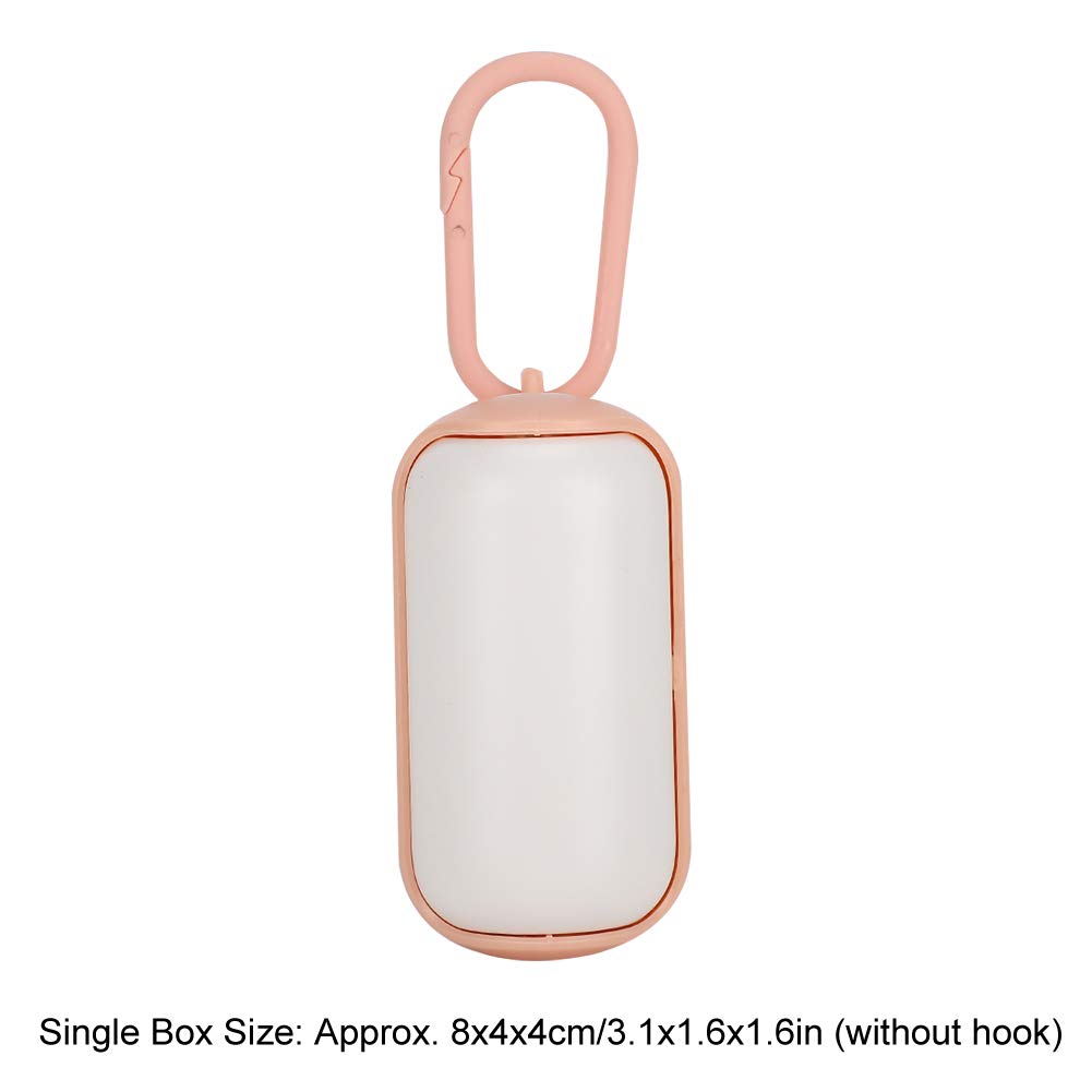 Lot de 5 distributeurs de sacs à déjections canines en plastique portables avec rouleaux de recharge pour promener le chien, rose et blanc, 8 x 4 x 4 cm