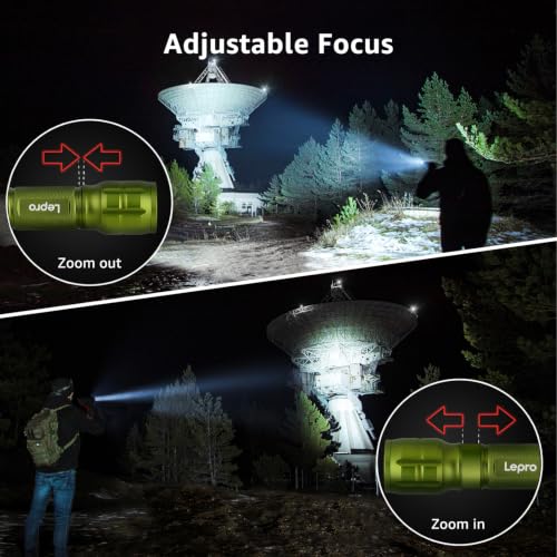 Image of Lepro LED White Light Flashlight, High Lumens Waterproof Adjustable Focus