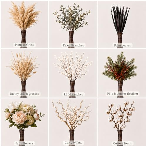 Image of Leewadee Large Floor Vase 34 inches Mango Wood for Pampas Grass, Dried Flowers