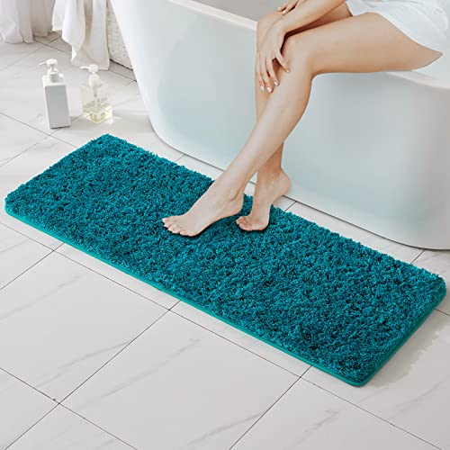 MIULEE Bath Mat Non Slip Absorbent Bathroom Soft luxurious Shower Small Mat Doormat Inside Rugs Kitchen Rugs Carpet Mat Washable for Bathroom Bedroom Kitchen Entrance 45x120 cm Blue Green