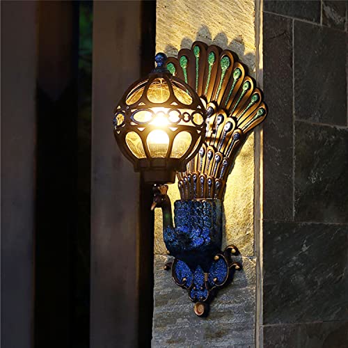 Applique Murale Paon Luminaire Extérieur Rétro Lanterne Étanche IP65