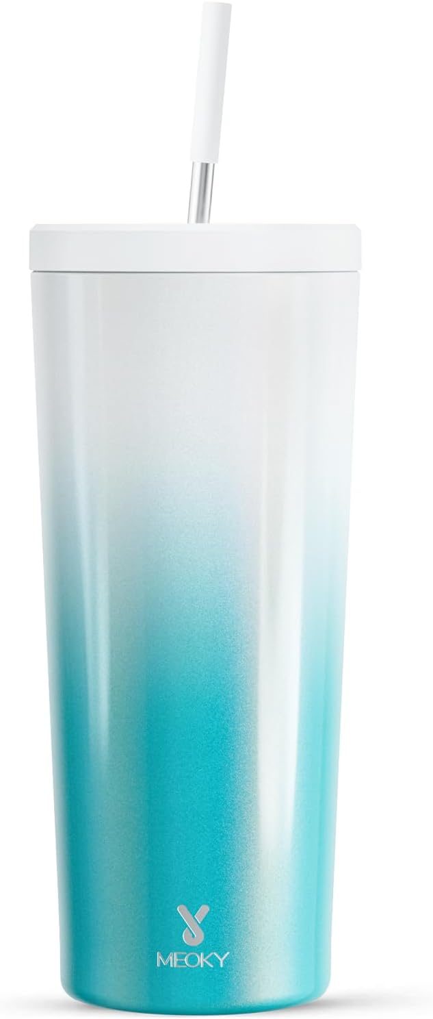 Meoky 24 oz Insulated Tumbler with Lid and Straw
