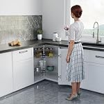 Dowell Base Cabinet Kidney Shape Dia.32 270° Lazy Susan, 2 Shelves, Kitchen Base Corner Cabinet Organizer (Chrome 4001 270 32) - Image 2