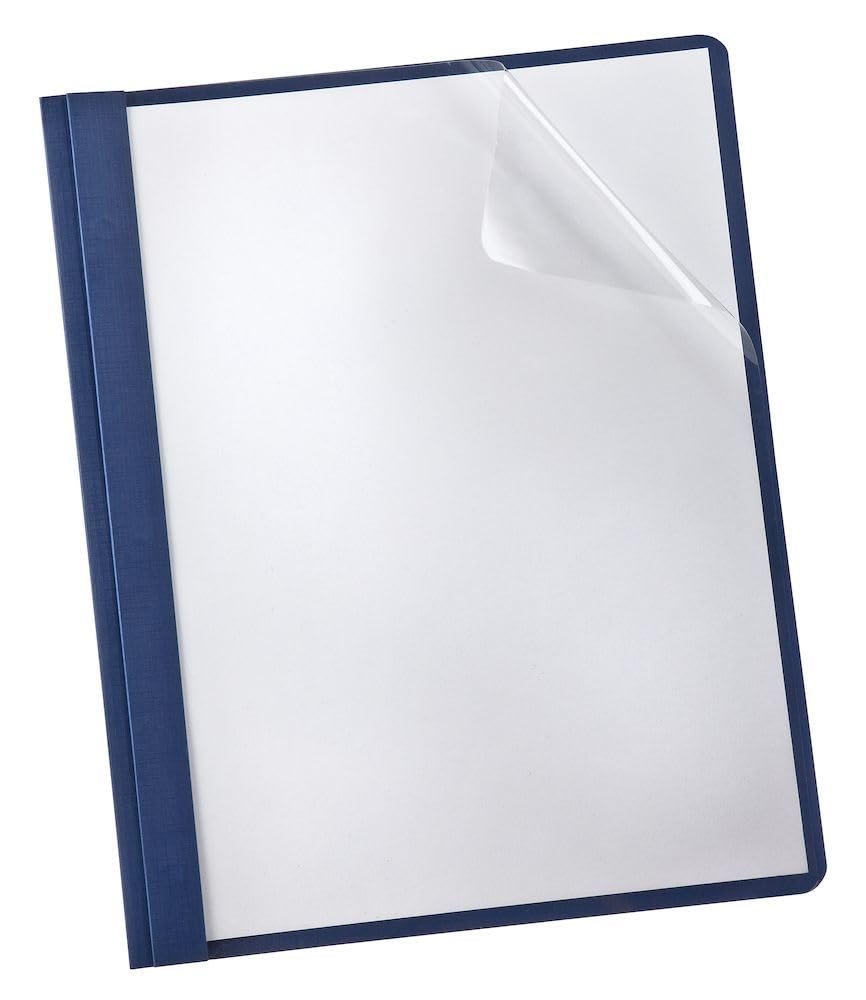 Oxford Linen Clear Front Report Cover, Navy, Letter Size, 5 per Pack, (50443)