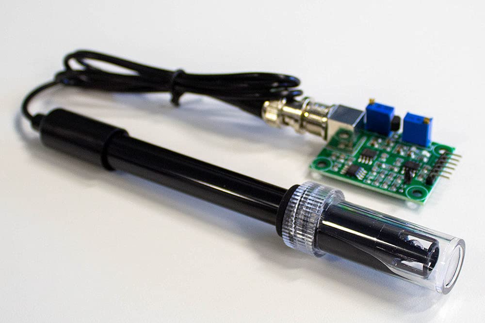 2-in-1 Liquid pH and Temperature Sensor Probe + Meter Control Module with BNC Connector for Arduino, Raspberry Pi and Other MCUs,Black
