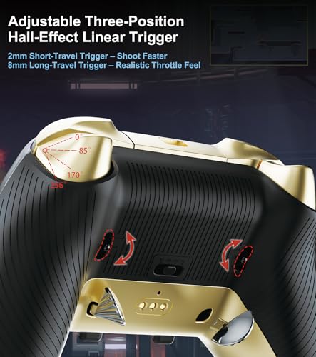 Image of BLESSOURCE PC Controller,Bluetooth Controller with Hall Triggers,Hall Joysticks,RGB Light,for PC /Switch /iOS /Android 1000mAh with Charging Dock.