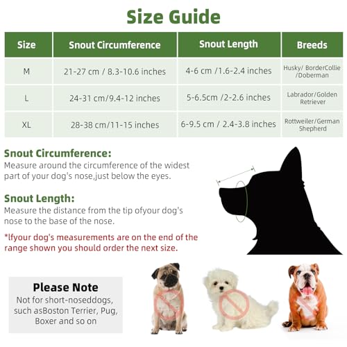 Maulkorb Mittlere Hunde, Hundemaulkörbe mit Klettverschluss, Atmungsaktive Hunde Maulkorb, Haustiermaske Hundemaulkorb mit Reflektierendem & Verstellbarem Riemen (XL)