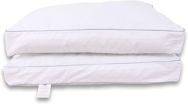 Sleep&Snuggle Premium Egyptian Cotton Box Pillow 2 Pack Designed for Side Sleeper, Down Alternative Filling, Hypoallergenic and Dust Mite Resistant Hotel Pillow (2)