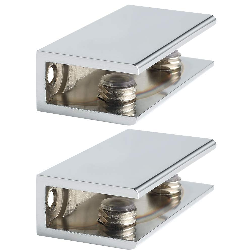 Mooche 2Pcs Chrome Glass Shelf Bracket, Adjustable Shower Brackets 6-10mm — image 1