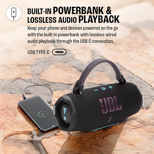Image of JBL Charge 6, Powerful Pro Sound with AI Sound Boost Wireless Portable Bluetooth Speaker,28 Hrs Playtime, Auracast Multi-Speaker Connection, Built in Power Bank, IP68 Waterproof Black & Orange