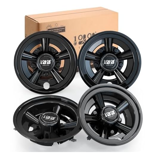10L0L 8 Inch Golf Cart Wheel Trims Covers Hub Caps Black for Yamaha, EZGO, Club Car Golf Buggy - Set of 4