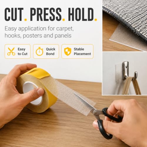 Image of Grid Double Sided Tape Heavy Duty 2Inch x 66 Feet, 2026 Upgraded Strong Adhesive Double Sided Mesh Tape, High Tack Double Sided Tape for Wall, Carpet & Floor Adhesive