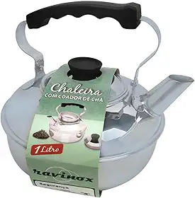 Chaleira Bule Inox 1 Litro com Filtro Infusor Cha Econômica