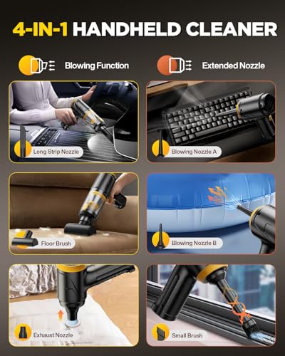 Image of Handheld Vacuum Cleaner, 21000Pa Cordless 4-in-1 Mini Car Vacuum