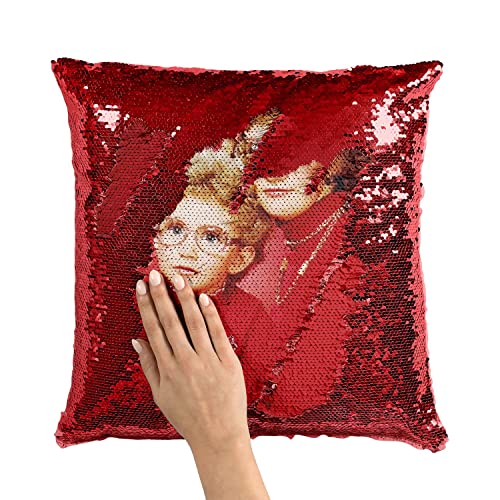 Coussin Sequin Rouge Idée Cadeau Fête des Mères Photo Rétro Pull