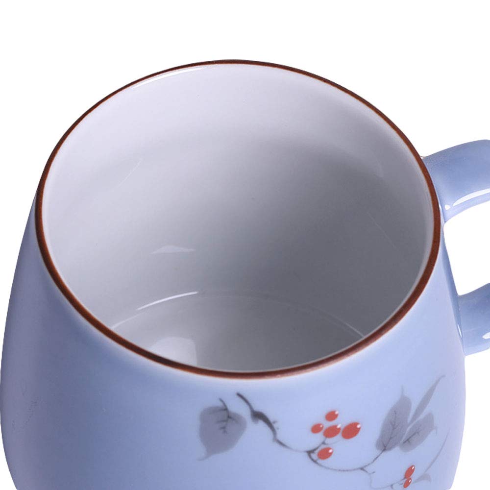 Taza de té de cerámica con infusor y tapa de cerámica. Taza de té de porcelana premium de 18 oz con estuche para té de hojas sueltas, infusiones de hierbas, té de flores y café (azul oscuro).