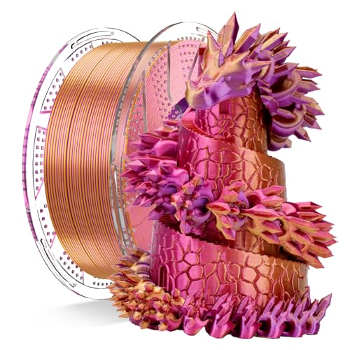 Image of Chitu Systems Conjure Tricolor Silk PLA Filament, Red Gold Purple Filament, Using Reusable Spool Compatible with Bambu Lab Refill Filament, Diameters 1.75±0.02 mm 3D Printer Filament 1KG /2.2lb