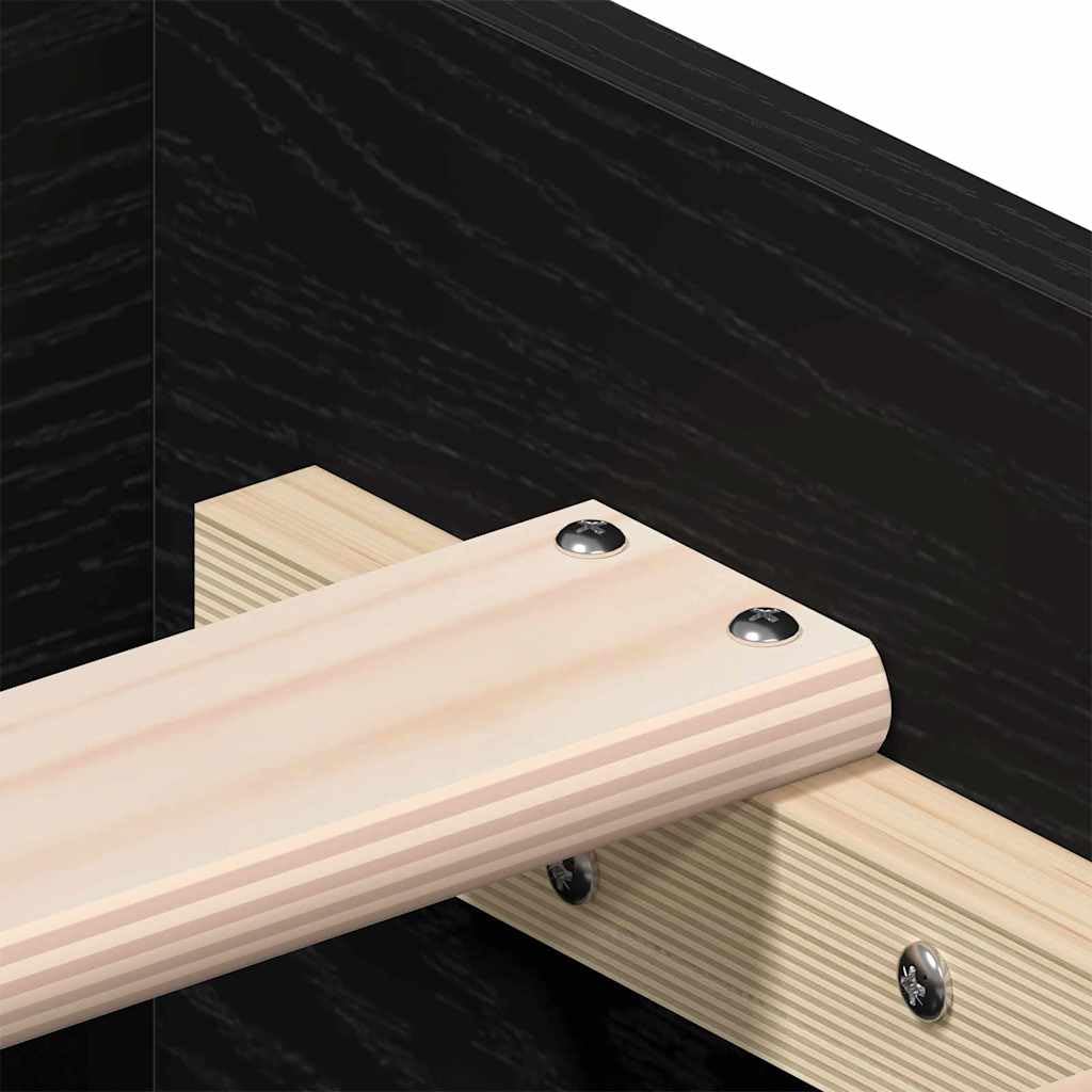 vidaXL Bettrahmen Schwarz Eichen-Optik 140 x 200 cm Holzwerkstoff, Stylisches Stauraum-Bettgestell, rechteckiges Minimalistendesign, Möbel aus Holz für Moderne Schlafzimmer