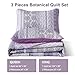 WONGS BEDDING Boho Quilt Set Queen Size, Purple Bohemian 3 Pieces Quilt Sets, Lightweight Bedspread Coverlet Bedding Set for All Season (96