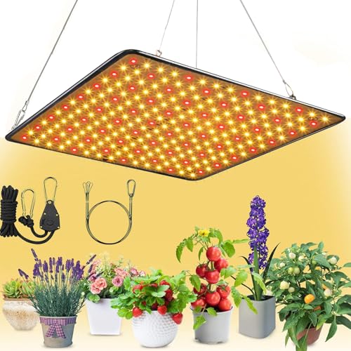 植物育成ライト led 植物 ライト 400W相当 暖色系 フルスペクトラム 植物用led パネル 省エネ 長寿命 水耕栽培ランプ 多肉植物育成 家庭菜園 室内園芸 野菜工場 説明書付き