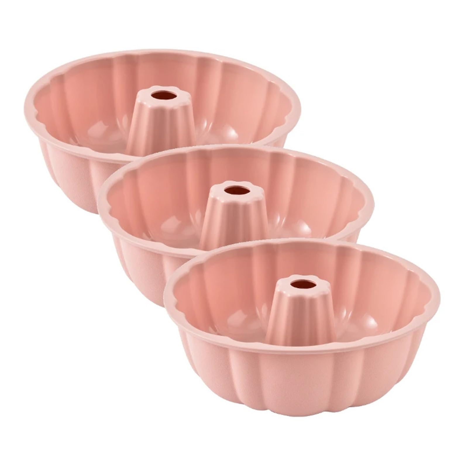 Teglia for torta da 10 pollici in silicone, stampo forno rotondo scanalato for, cucina di casa, riutilizzabile(3PCS PINK)