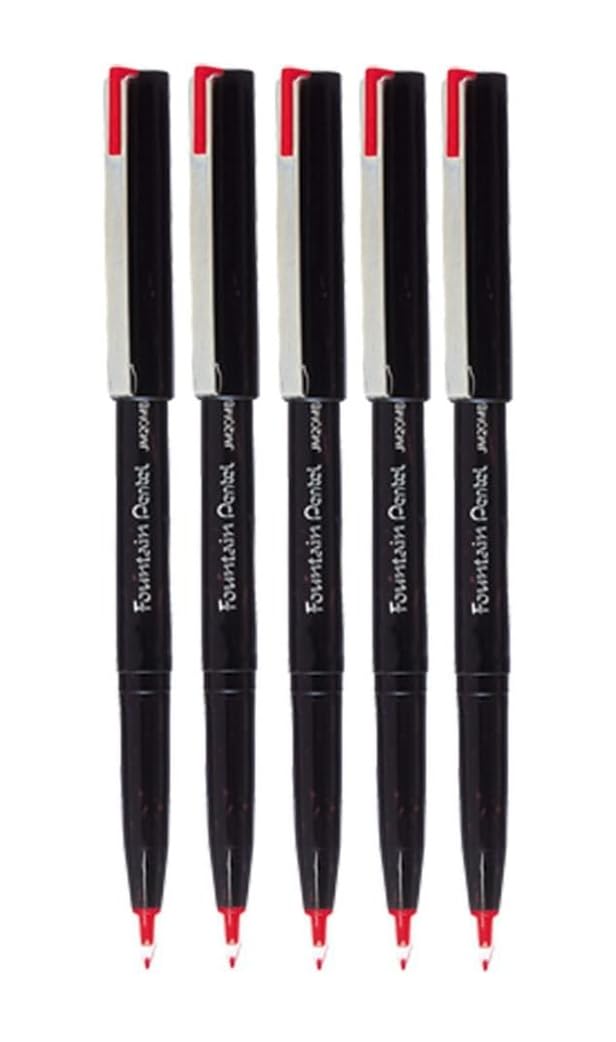 Pentel JM20 Disposable Fountain Pen - Red Ink - Se of 5 - Supplied Loose -(JM20MB-B)