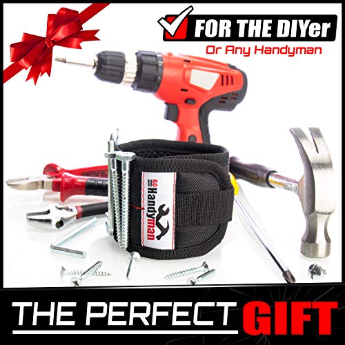 Go Handyman Magnetic Wristband with Strong Magnets for Holding Screws, Nails, Drill Bits - Best Unique Tool Gift for diy – Convenient So   lution for Professional and Home Use