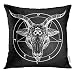 Emvency Throw Pillow Cover Pentagram with Demon Baphomet Satanic Goat Head Binary Symbol Tattoo Retro Music Summer for Biker Black Decorative Pillow Case Home Decor Square 18x18 Inches Pillowcase
