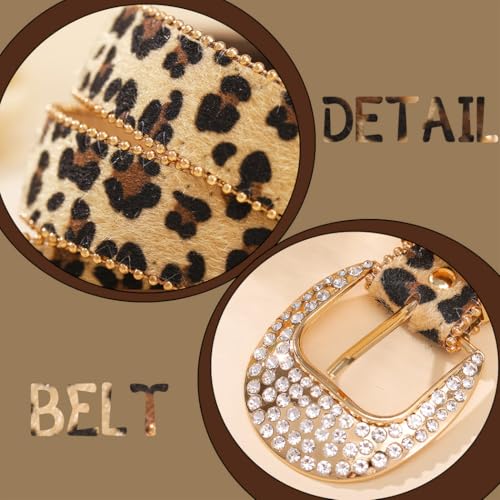 Leopard Belt Leather Belt with Pants Jeans Rhinestone Buckle Fashion Ladies Belt for Women3