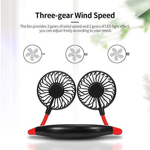 KKmoon Ventilador portátil pendurado no pescoço Ventilador portátil mini USB recarregável Ventilador