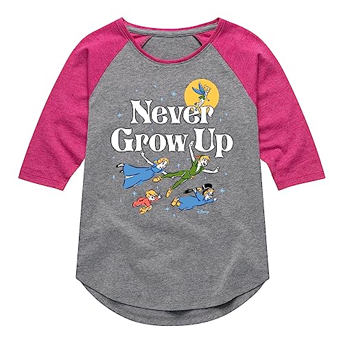 Disney Peter Pan - Never Grow Up - Fly Away - Toddler and Youth Girls Raglan Graphic T-Shirt