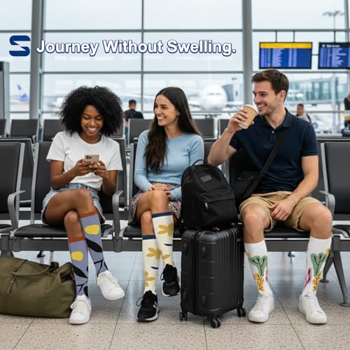 Image of Sooverki Compression Socks for Women and Men Circulation (3 /4 Pairs) is Best Support for Running Athletic Cycling Hiking