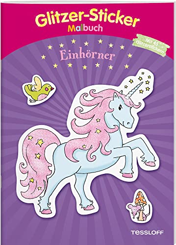 Glitzer-Sticker Malbuch Einhörner  Mit 45 glitzernden Stickern!  Malbücher und -blöcke