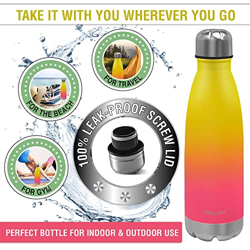 Image of CHILLOUT LIFE 17oz Insulated Stainless Steel Water Bottle, Leak Proof